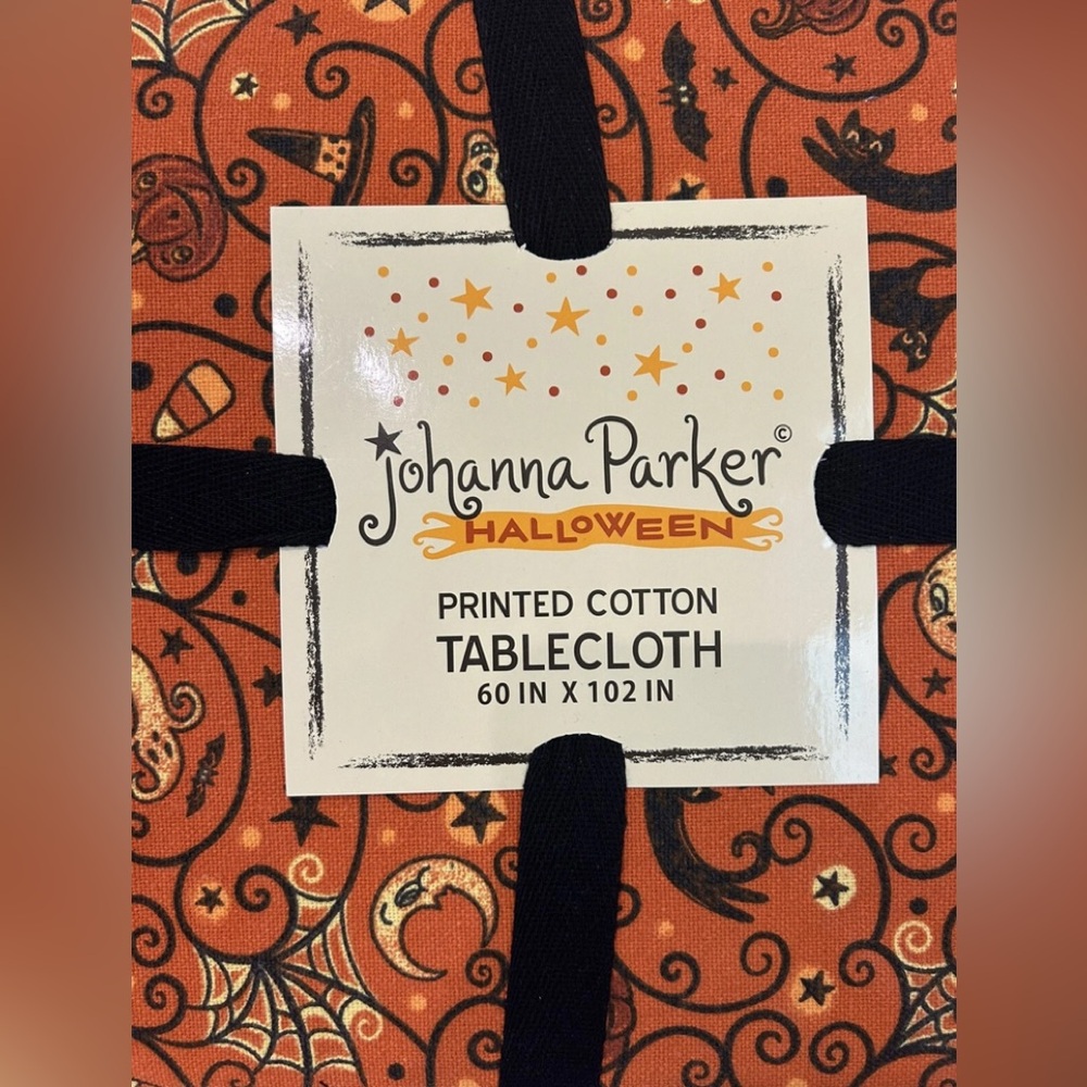 Johanna Parker Halloween Vintage Graphics 100% cotton Tablecloth Orange 60"x102”